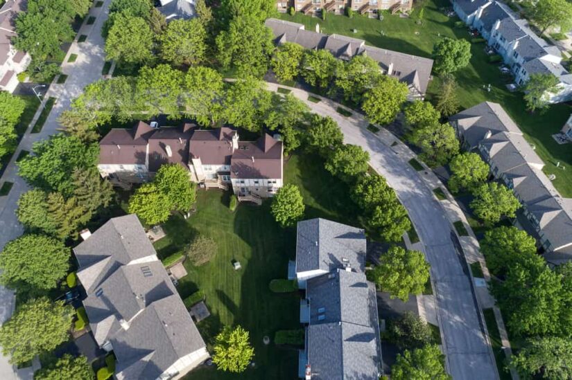 View From Above At A Suburban Housing Neighbourhood